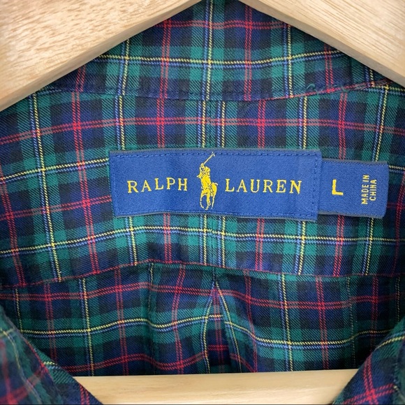 Ralph Lauren Green Plaid Button Down Shirt Size L - Picture 4 of 5